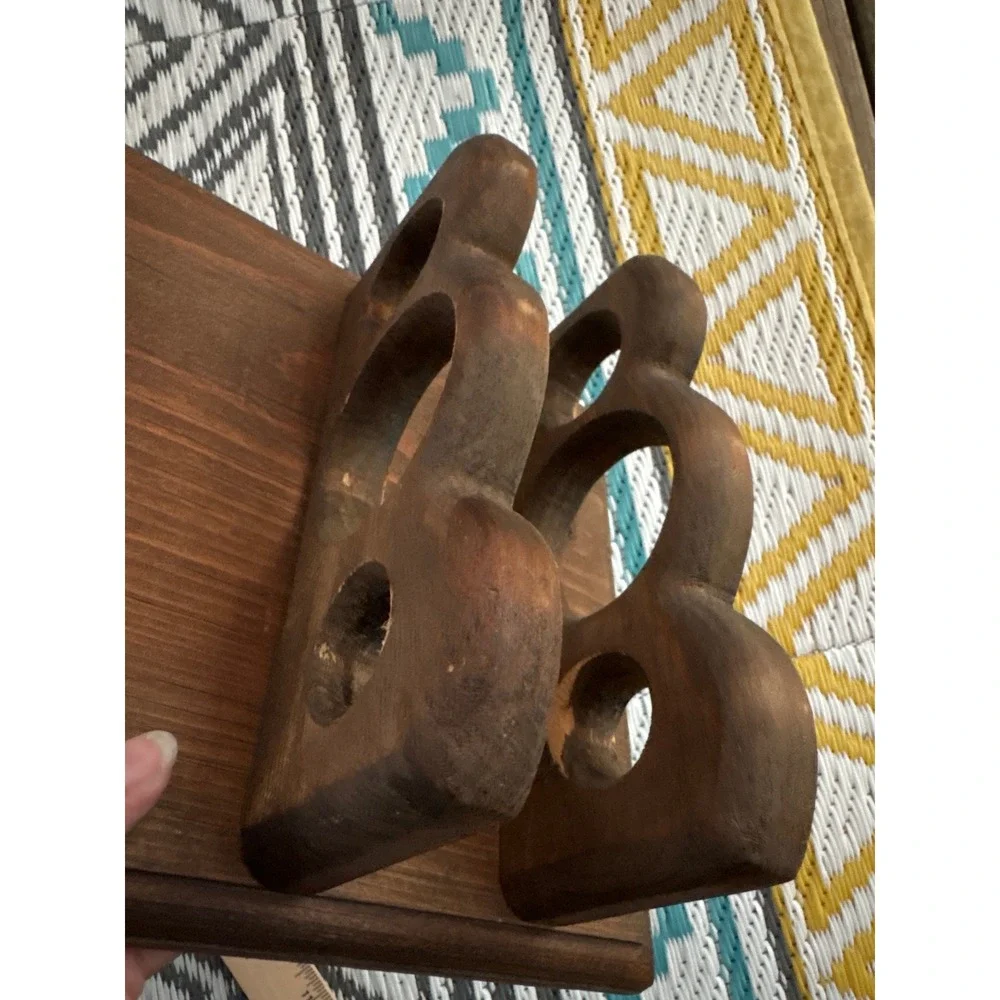 Vintage Rustic Wood Rack Wall Hanging Heart Key Hook Organizer Cottagecore Spice